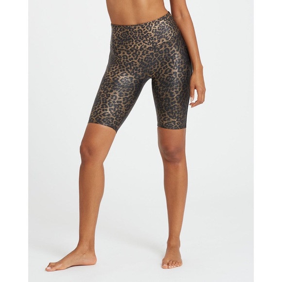 Spanx Faux Leather Leopard Bike Short - Picture 3 of 5